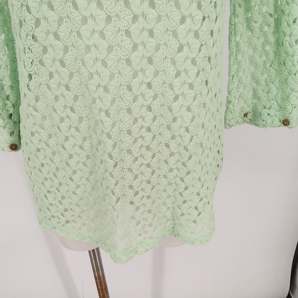 SIMPLY NOELLE SMALL MINT GREEN LOOSE KNIT SUMMER TOP - Picture 3 of 8